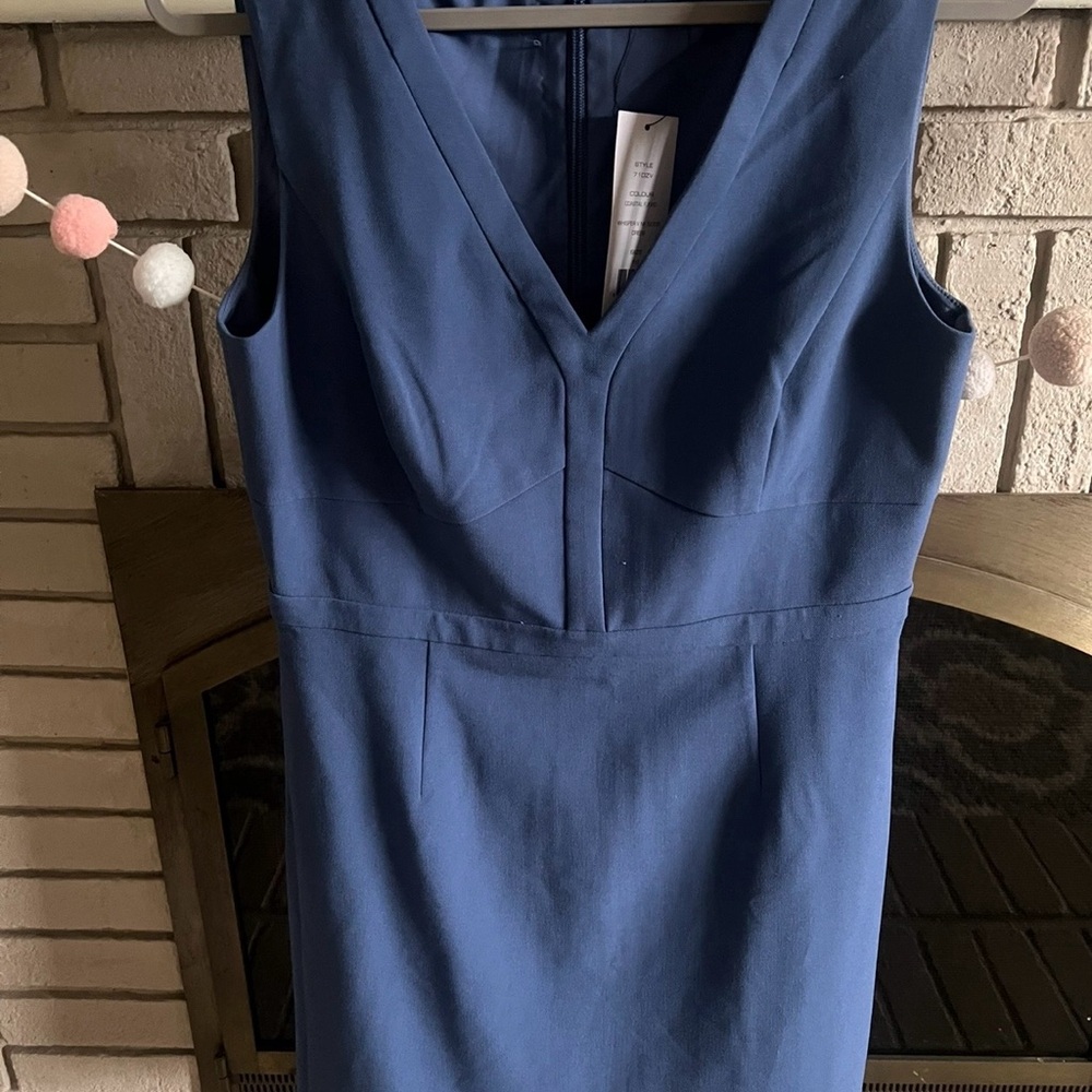 French Connection Blue Sleeveless V-Neck Sheath Dress